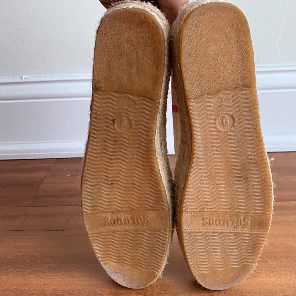 Soludos Shoes Stripe Rainbow Canvas Espadrilles Cream Multi 9 Beach Vacation